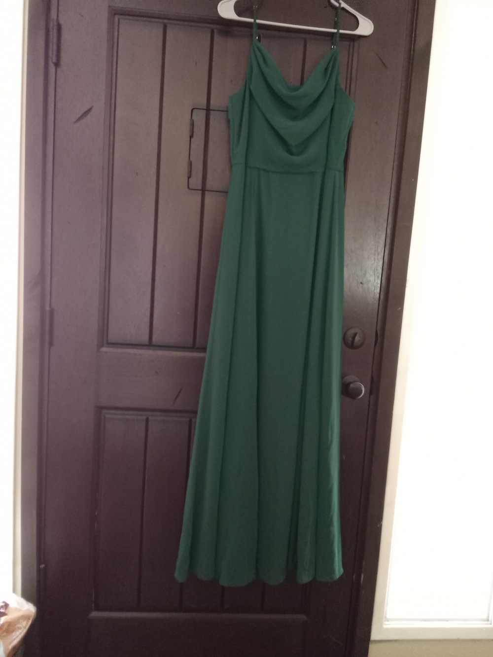 Forest Green Cowl-Neck Maxi Dress with Adjustable Straps